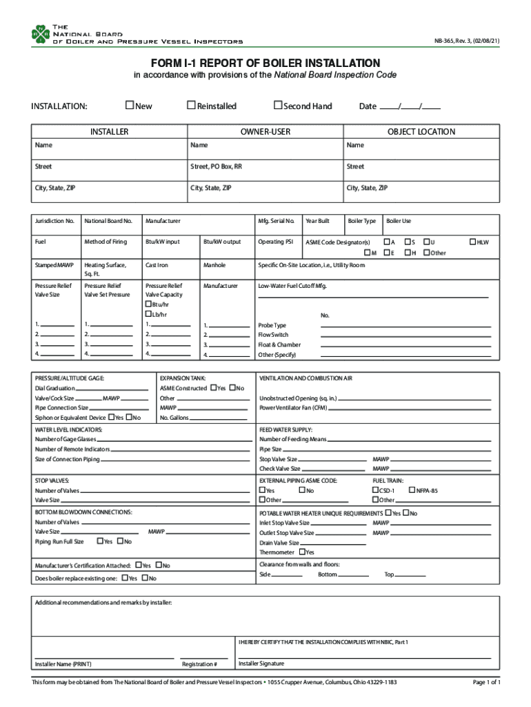 National Board Inspection Code, Part 1, Installation CT Gov  Form