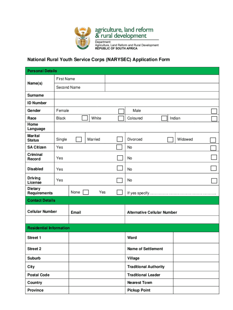 National Rural Youth Service Corps NARYSEC Application  Form