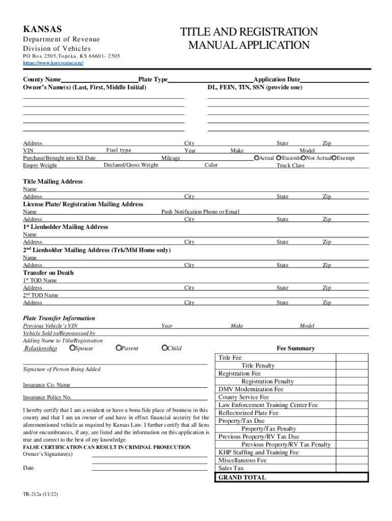  TTitle and Registration Manual Application TR 212a 2022-2024