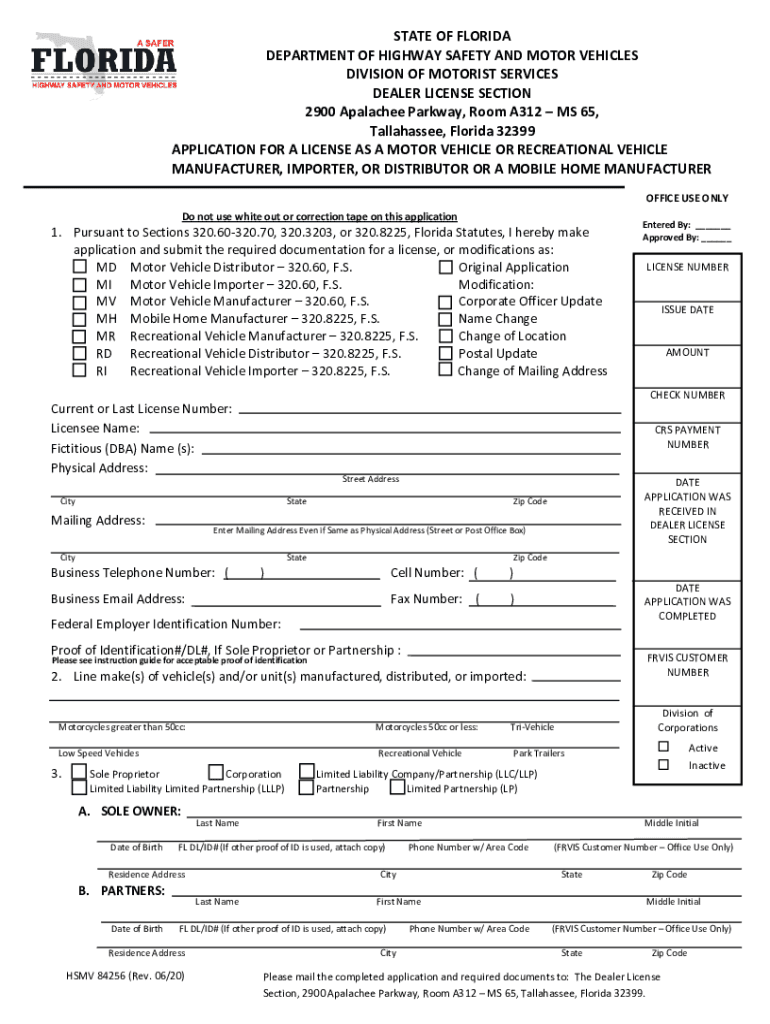 Florida Department of Highway Safety and Motor Vehicles  Form