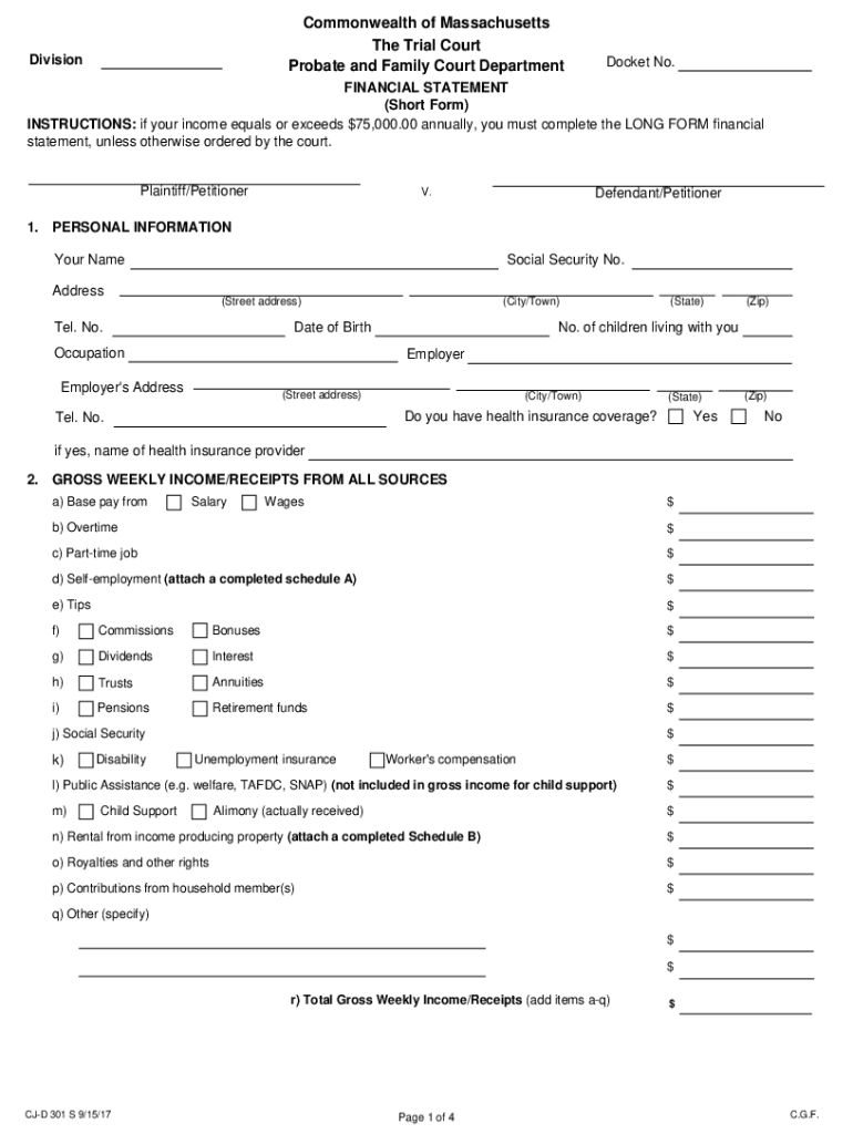  Financial Statement Short Form 2017-2024