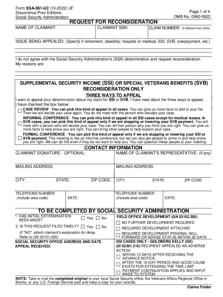  GN 03102 225 Preparation of Form SSA 561 U2 Request 2022-2024