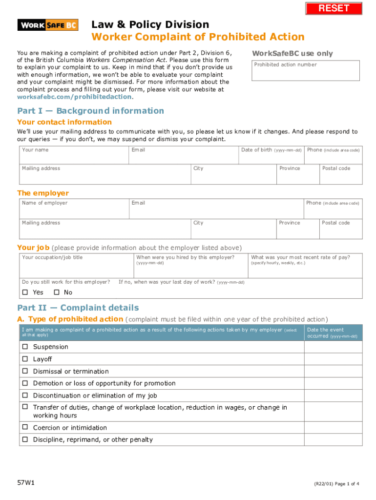  RESET Law &amp; Policy Division Worker Complaint of Pr 2022-2024