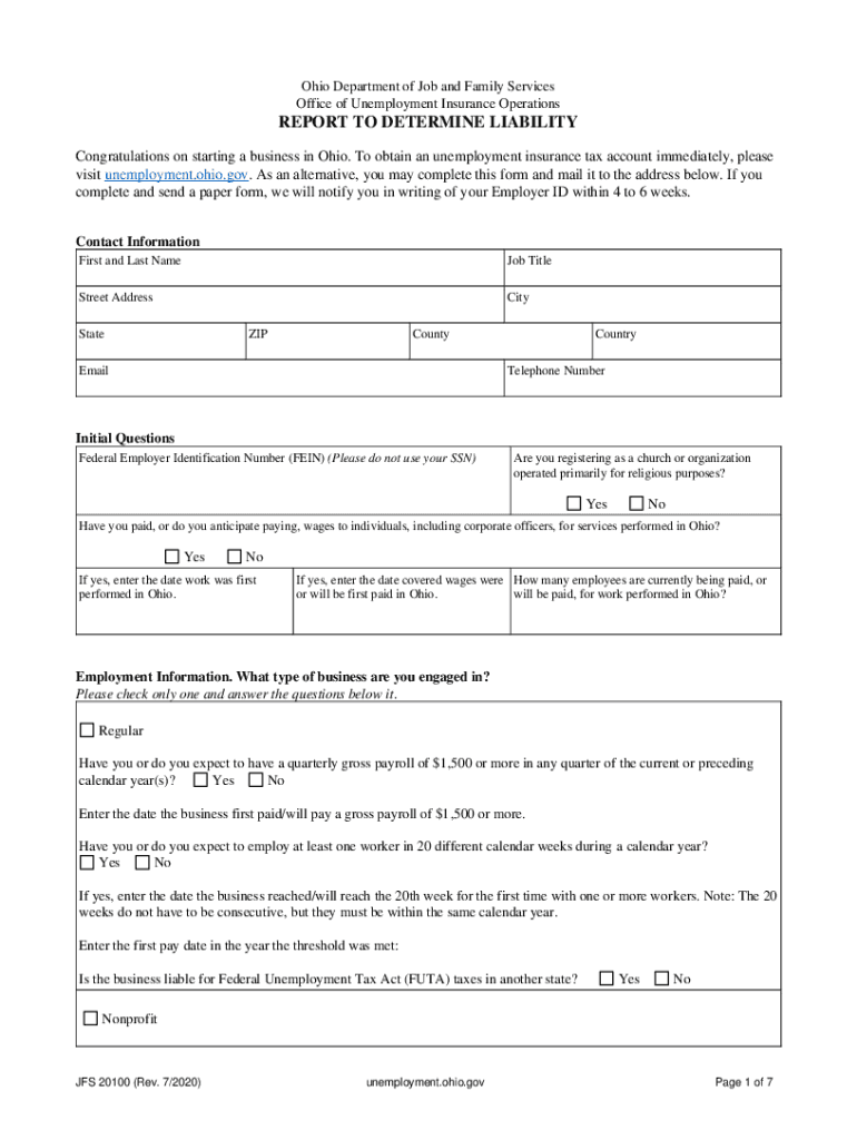  Reset Form Ohio Department of Job and Family Servi 2020-2024