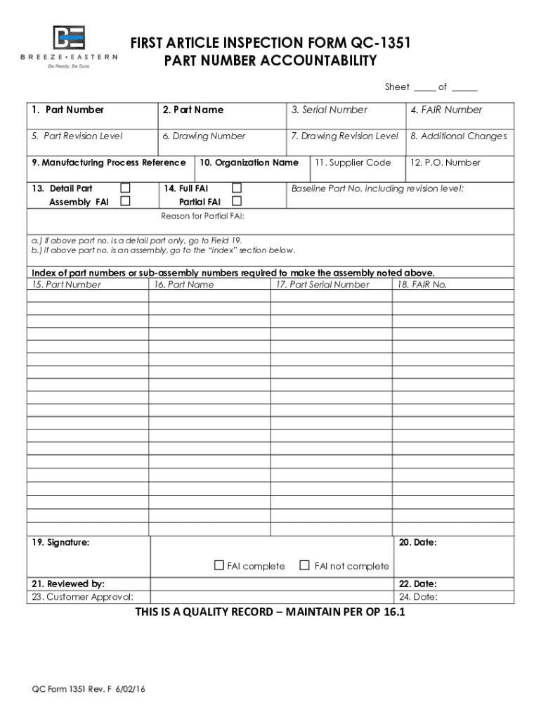 ASENSJAC 9102 Rev a First Article Inspection Sheet Studylib  Form