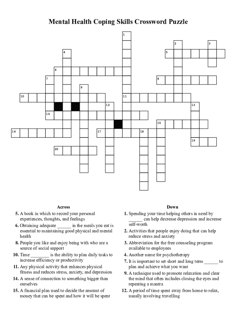 Get Coping Skills Crossword Puzzle US Legal Forms