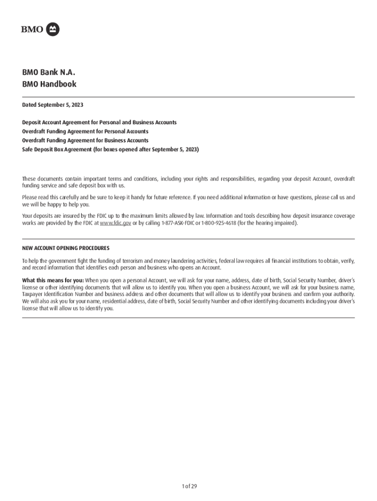  BMO Harris Handbook, March, This Document Contains Important Terms and Conditions, Including Your Rights and Responsibilities, R 2023-2024