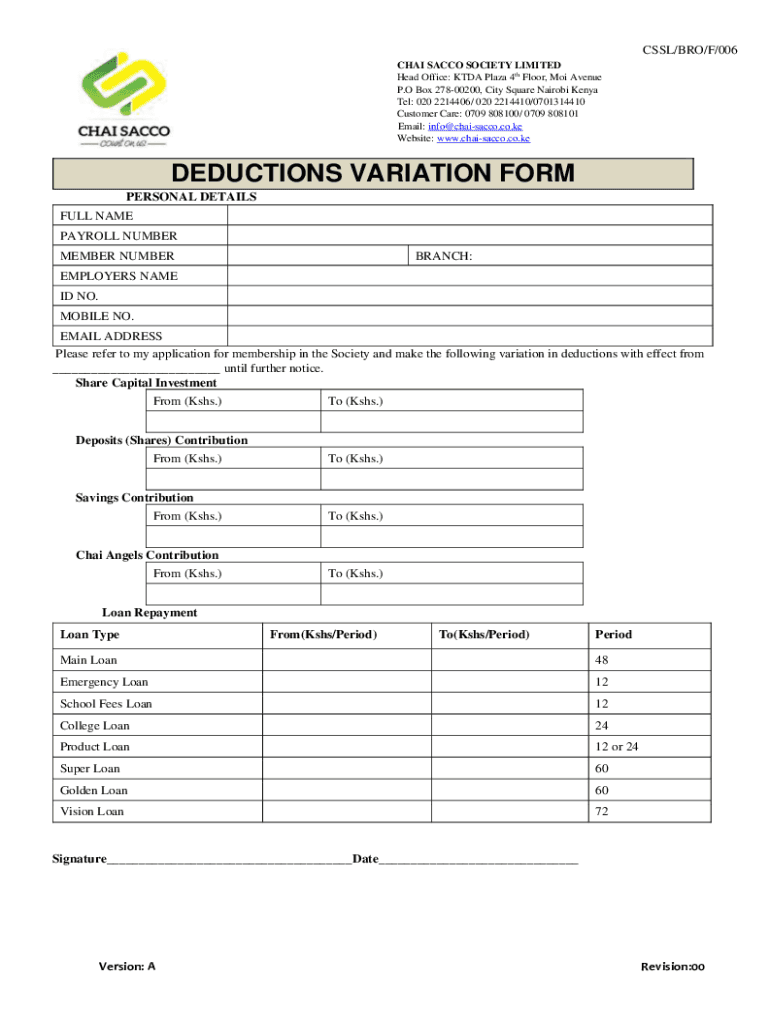 Chai Sacco Forms Fill Online, Printable, Fillable, Blank