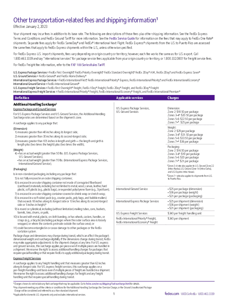 Other Transportation Related Fees and Shipping Inf  Form