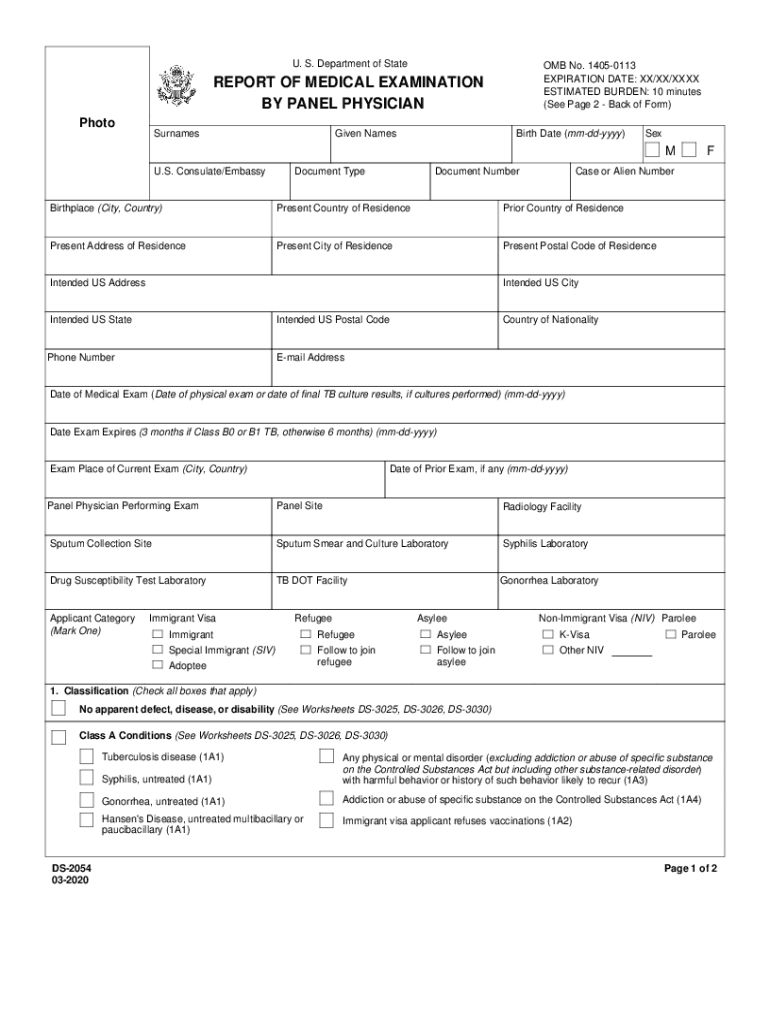 DS 3026 Medical History and Physical Examination Worksheet  Form
