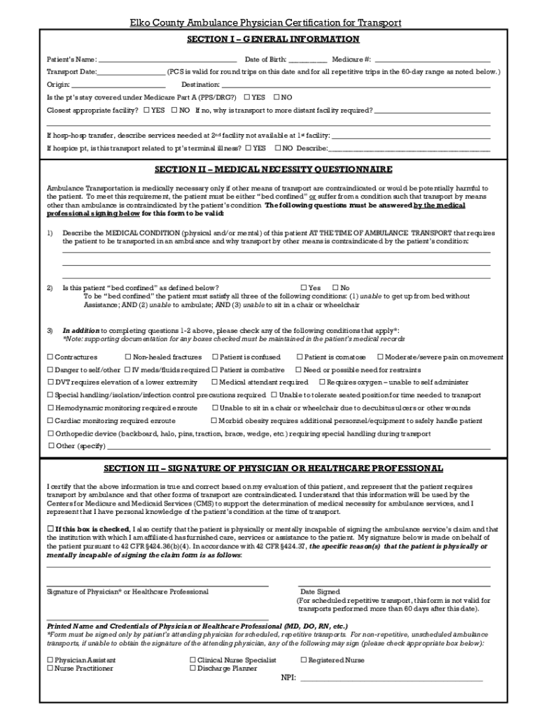 Physician Certification Statement  Form