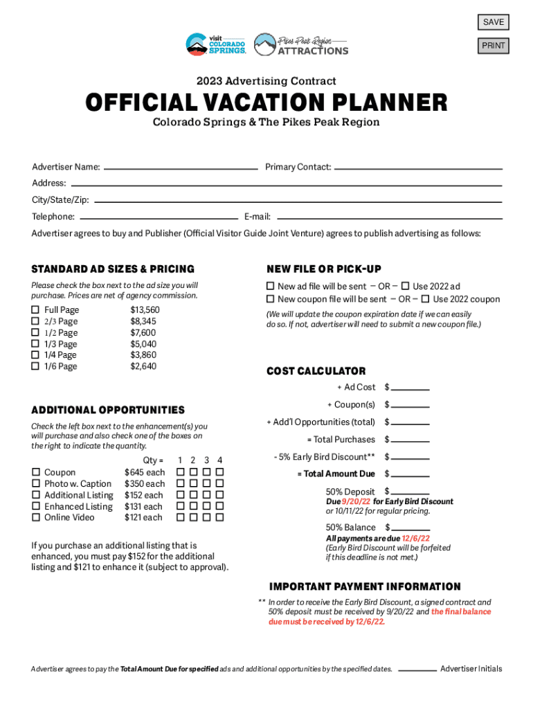 OFFICIAL VACATION PLANNER  Form