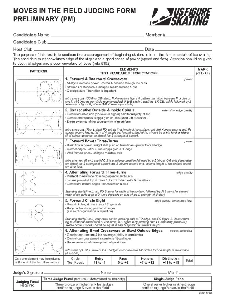 MOVES in the FIELD JUDGING FORM PRELIMINARY PM C