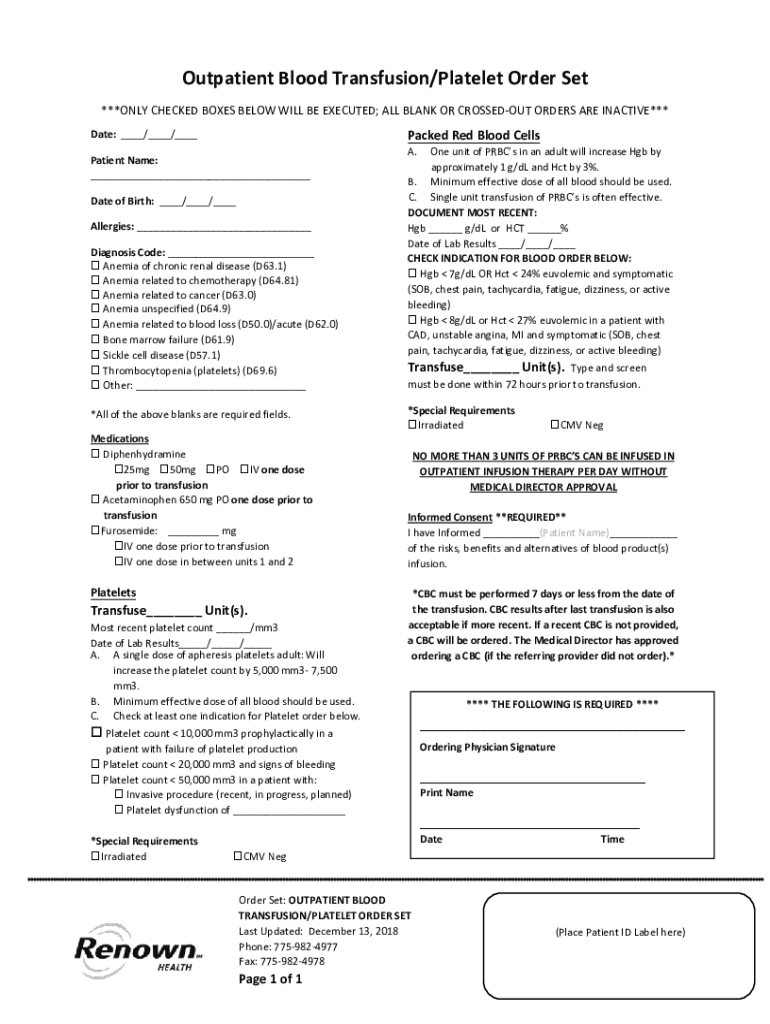 Transfusion FAQ&#039;s Department of Pathology Blood Bank  Form