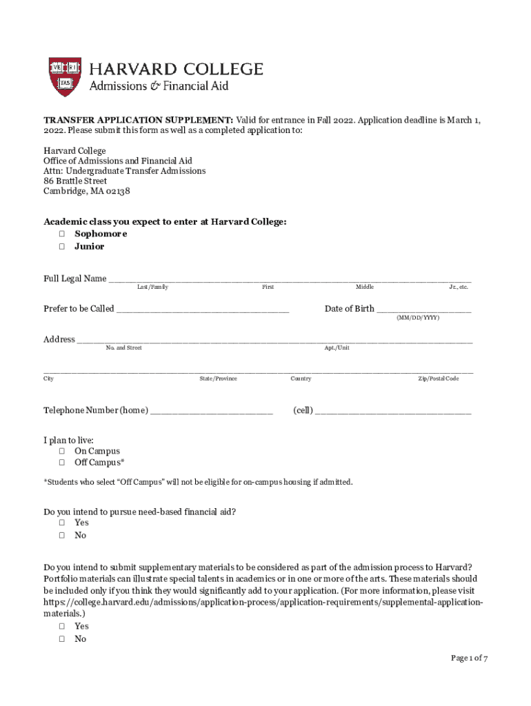 Applying as a Transfer ApplicantTufts Admissions  Form
