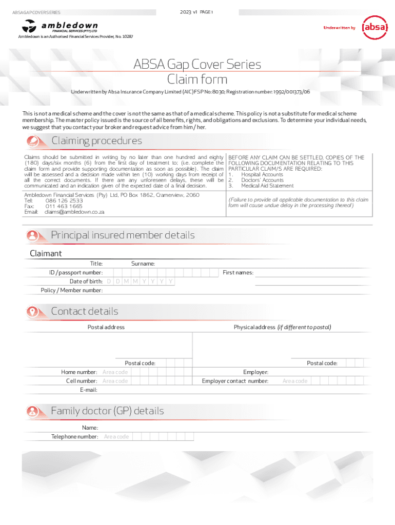  Gap Cover Series Claim Form Hruct 2023-2024