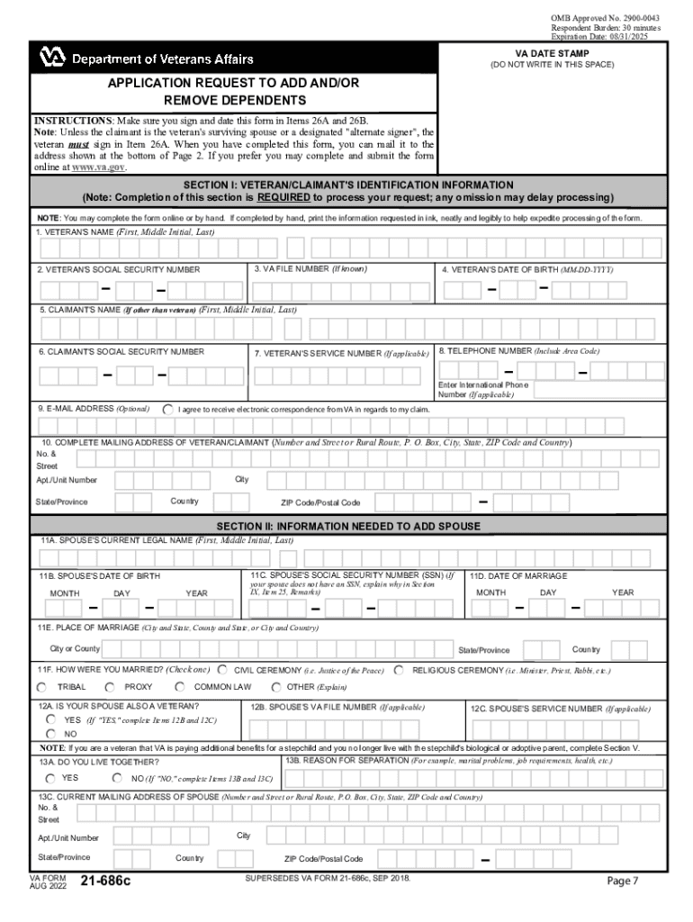 VA Form 21 686c 2022-2025