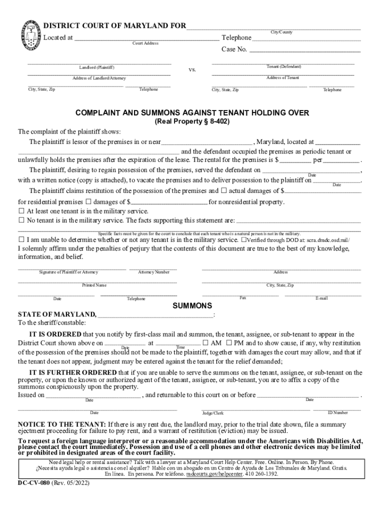  Staying Past the End of the Lease Holding over 2022-2024