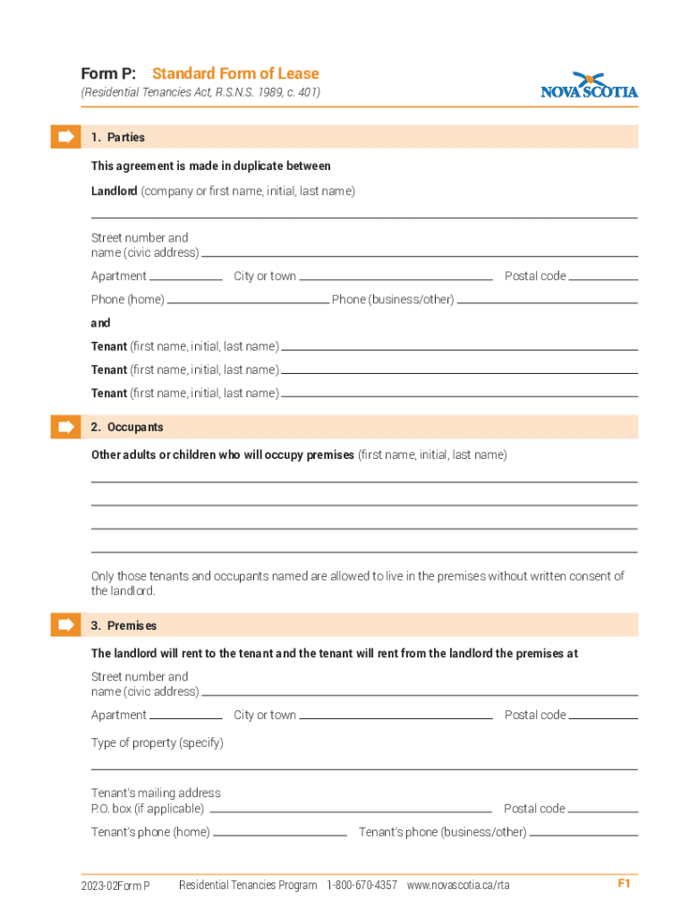  Guide Form P Standard Form of Lease Residential 2023-2024