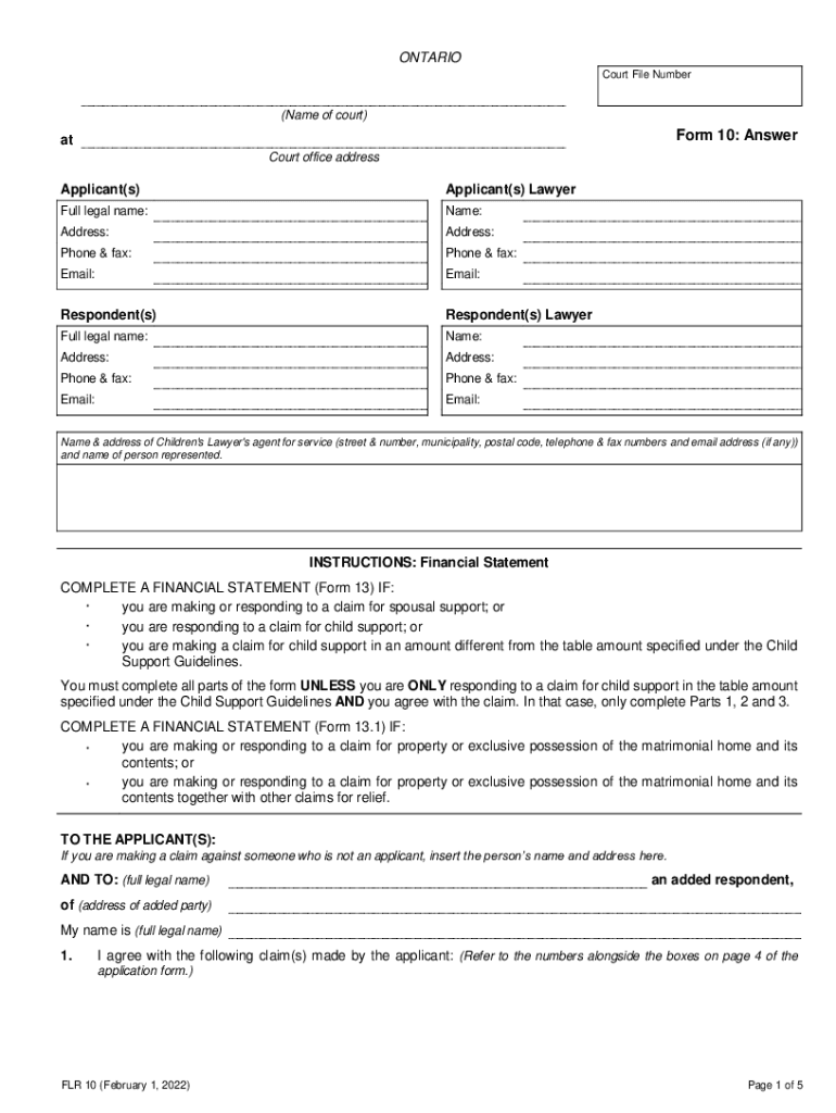  Form 10 En Dec20 DOC ONTARIO Court File Number Name of Court 2022-2024