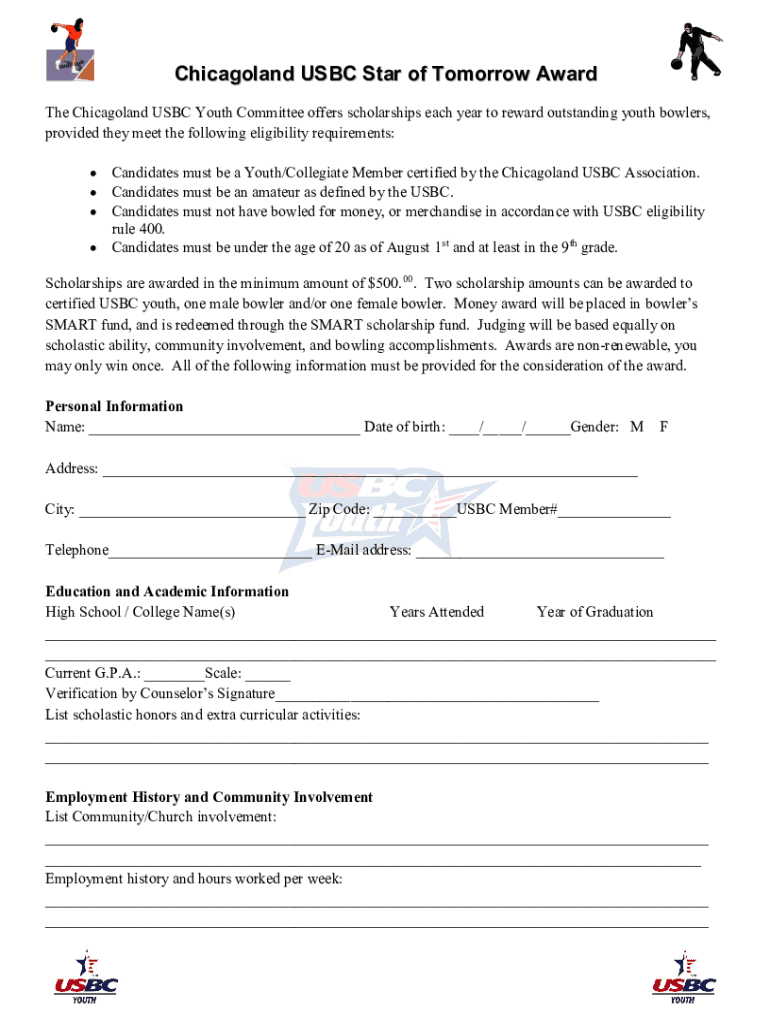 Star of Tomorrow Application Edit  Form