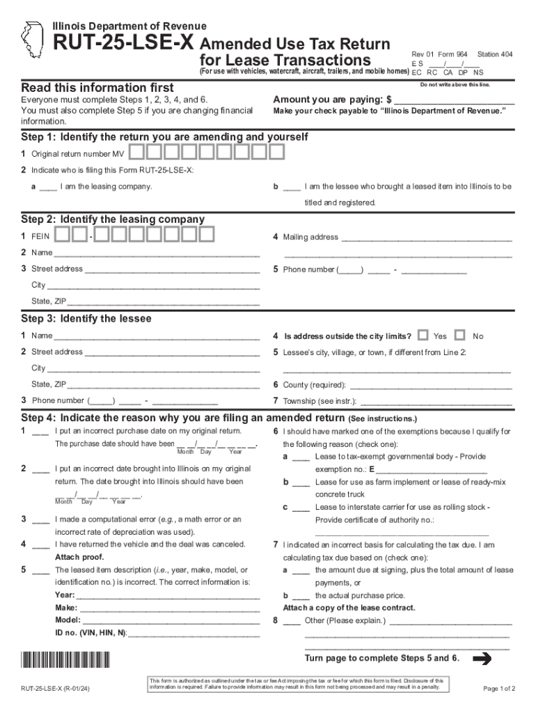  RUT 25 LSE X, Amended Use Tax Return for Lease Transactions 2024