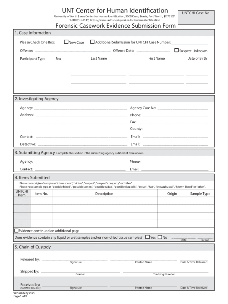 Submission Forms Center for Human Identification