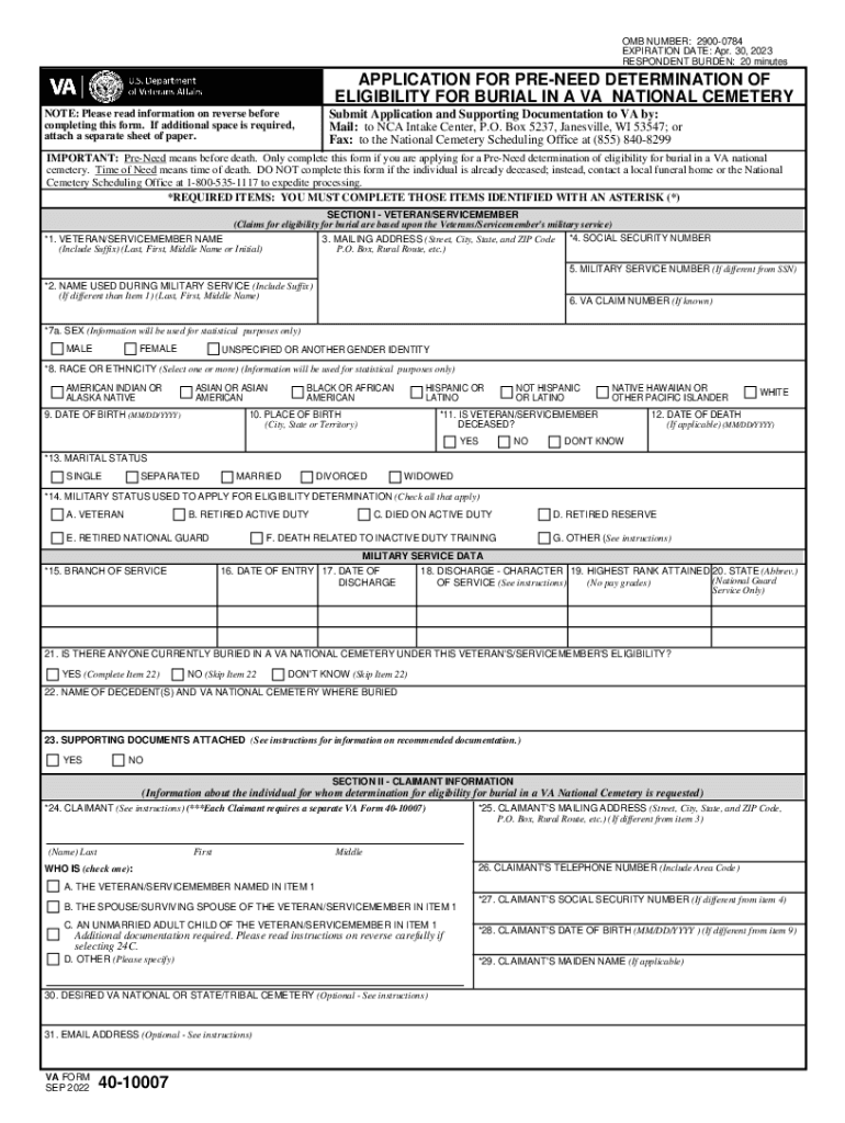  Va Form 40 10007 Fill Out &amp;amp; Sign Online 2022-2024