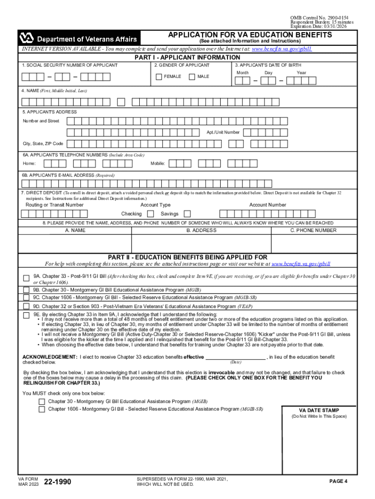  VA Form 22 5490 Dependents Application for 2023-2024