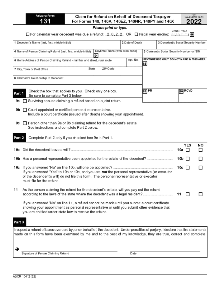 Form M 1310 Statement of Person Claiming Refund Due a