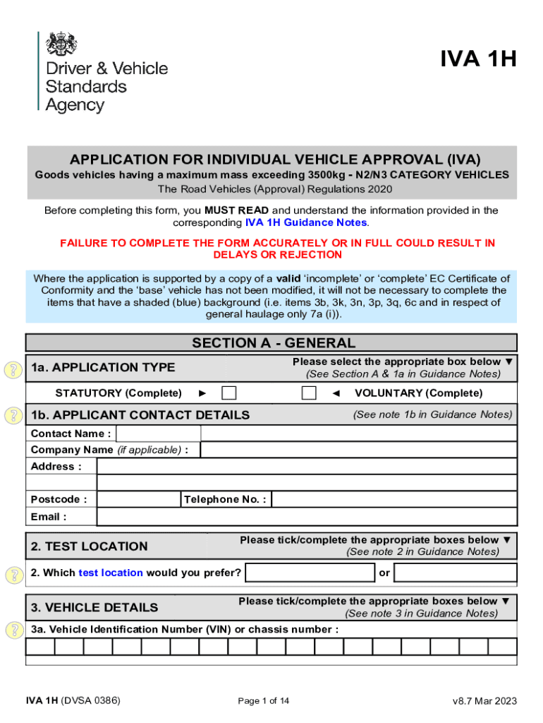  IVA Application Form Lorries or Goods Vehicles over 2023-2024