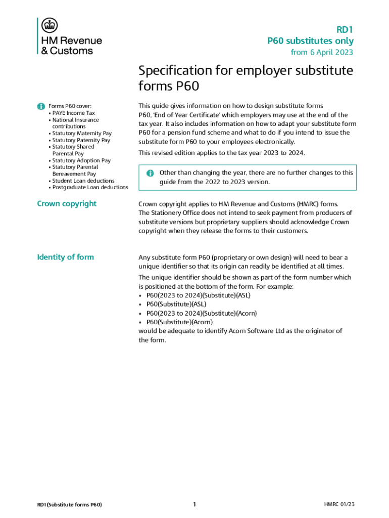  RD1 Specification for Employer Substitute Forms P60 RD1 Specification for Employer Substitute Forms P60 2023-2024