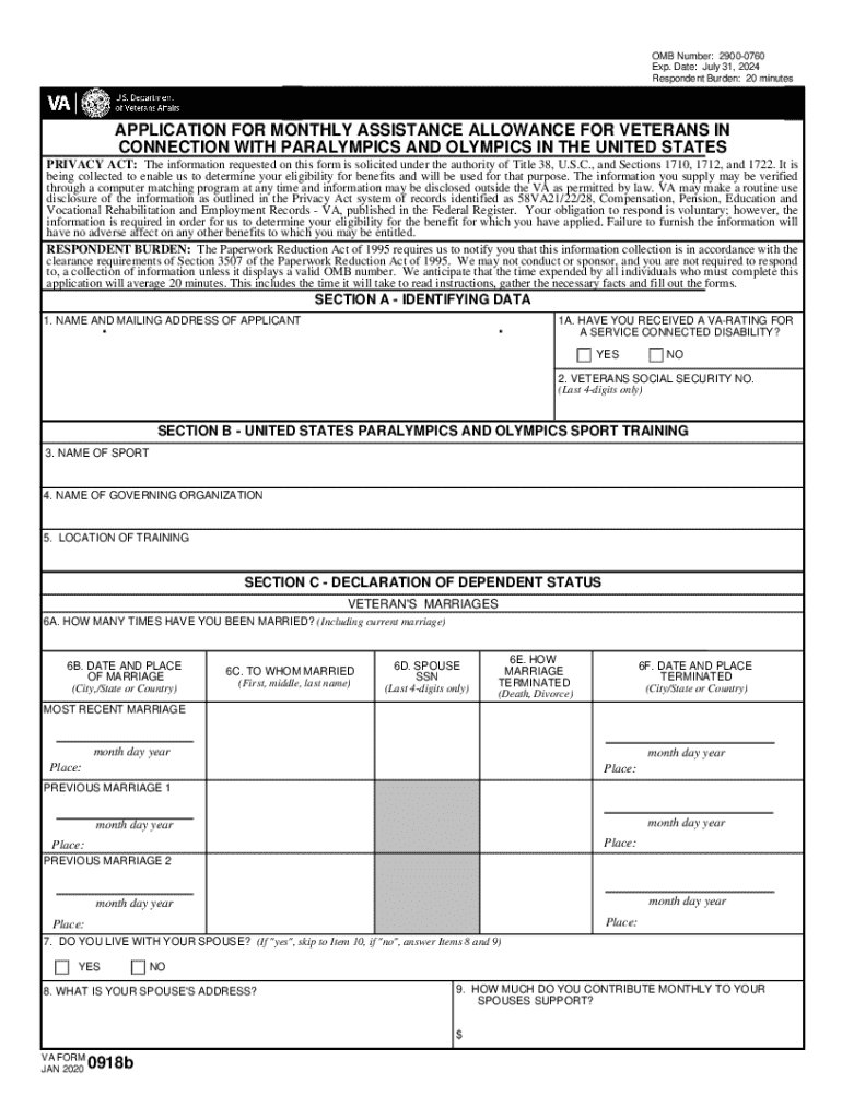  OMB Number 29000760 Exp Date July 31, Resp 2020-2024