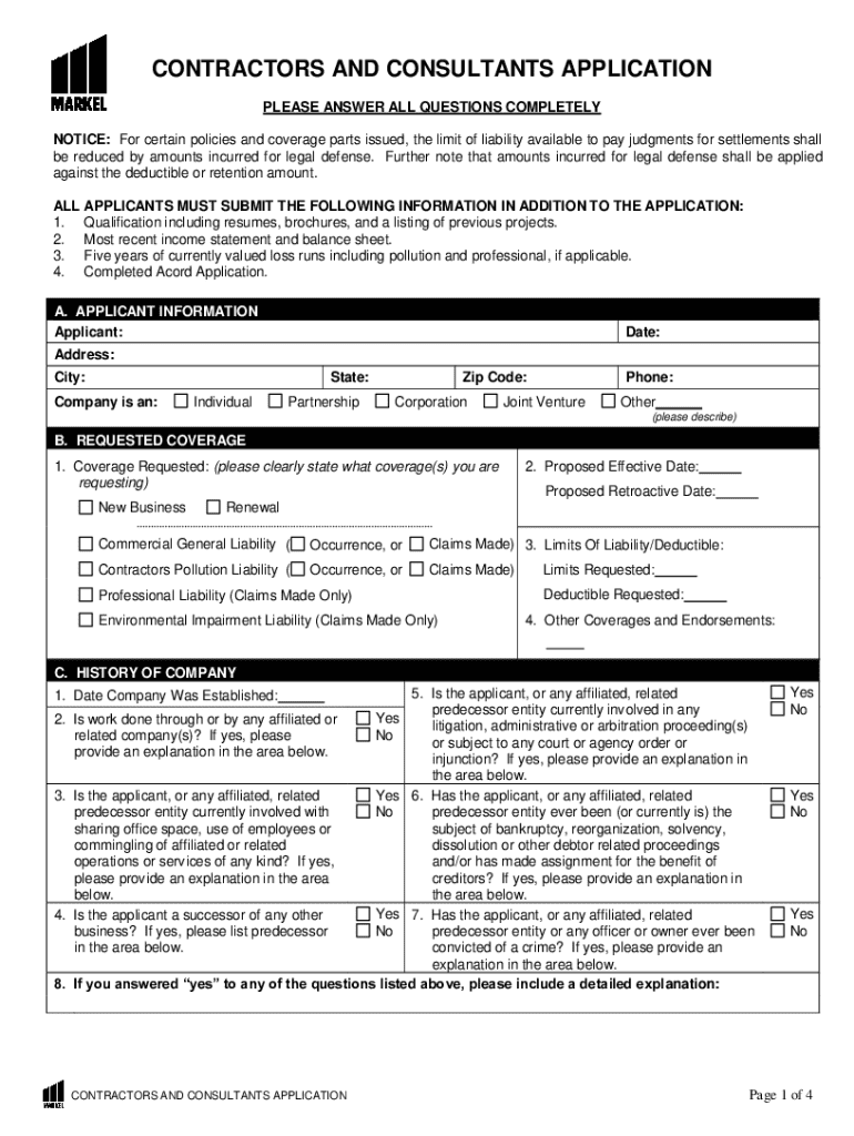 Contractors and Consultants Application  Form