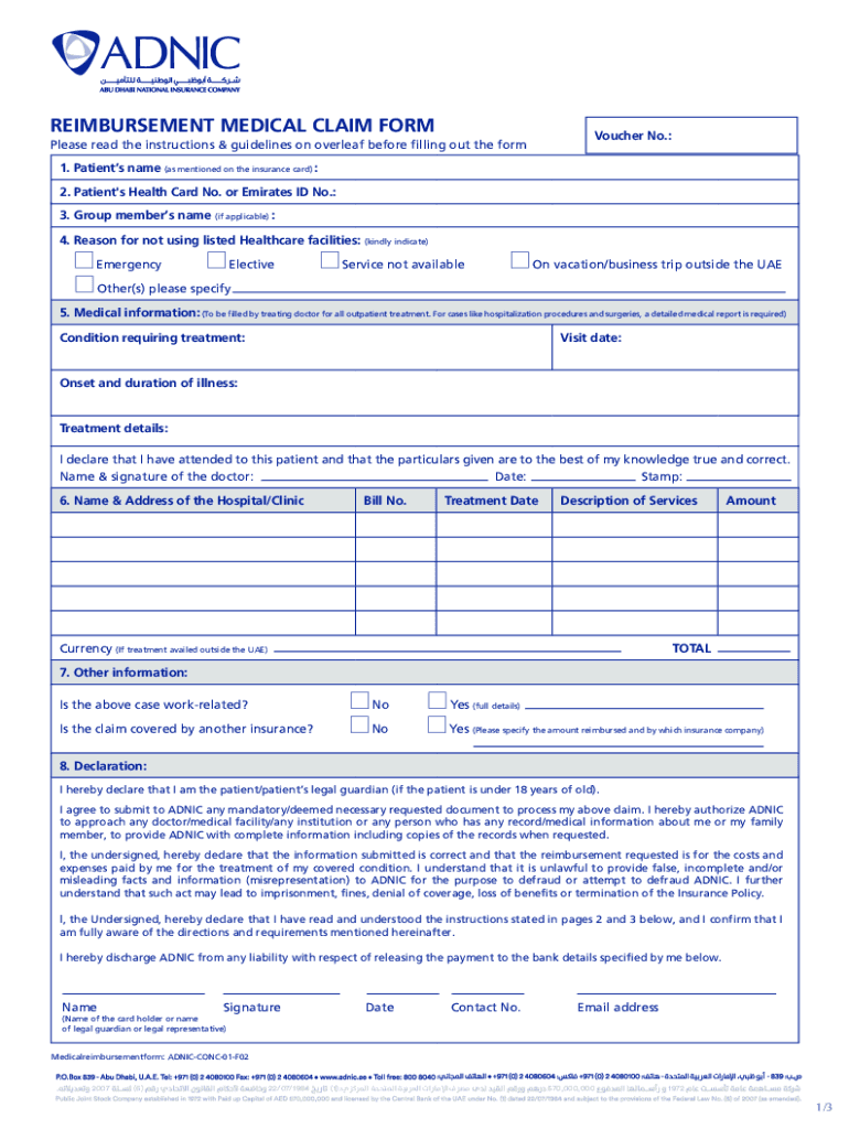 Member Reimbursement Medical Claim Form