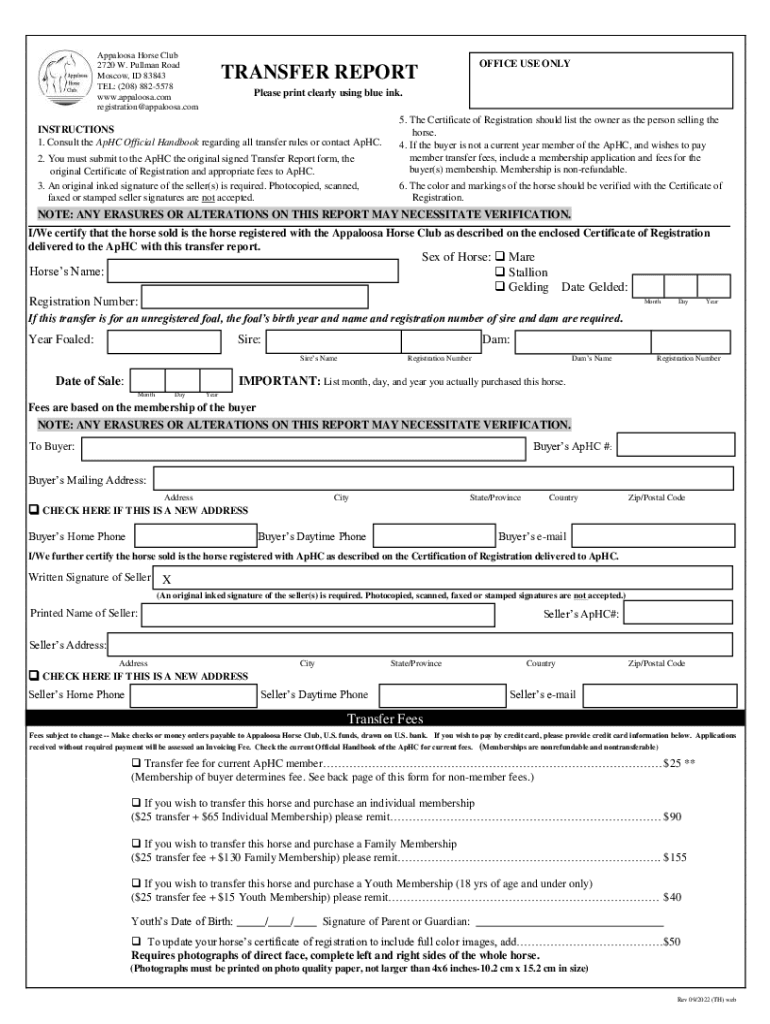 Transfer of Ownership Form 2022-2024