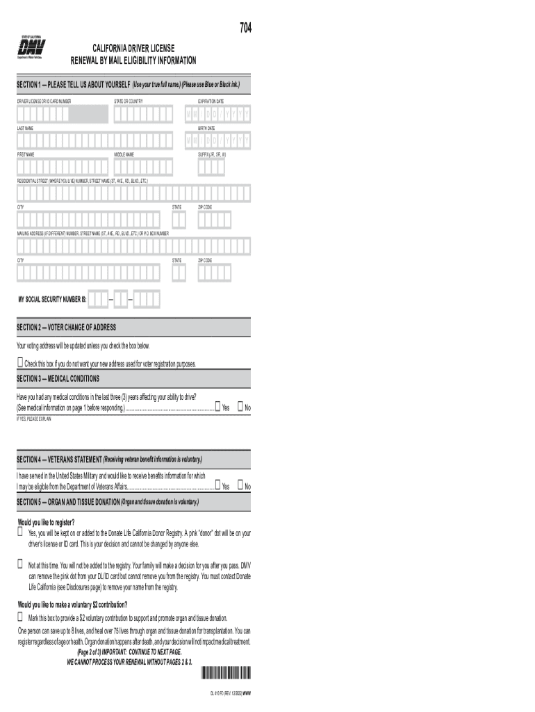 Renew or Replacing Your DL or ID While You Are Out of State  Form