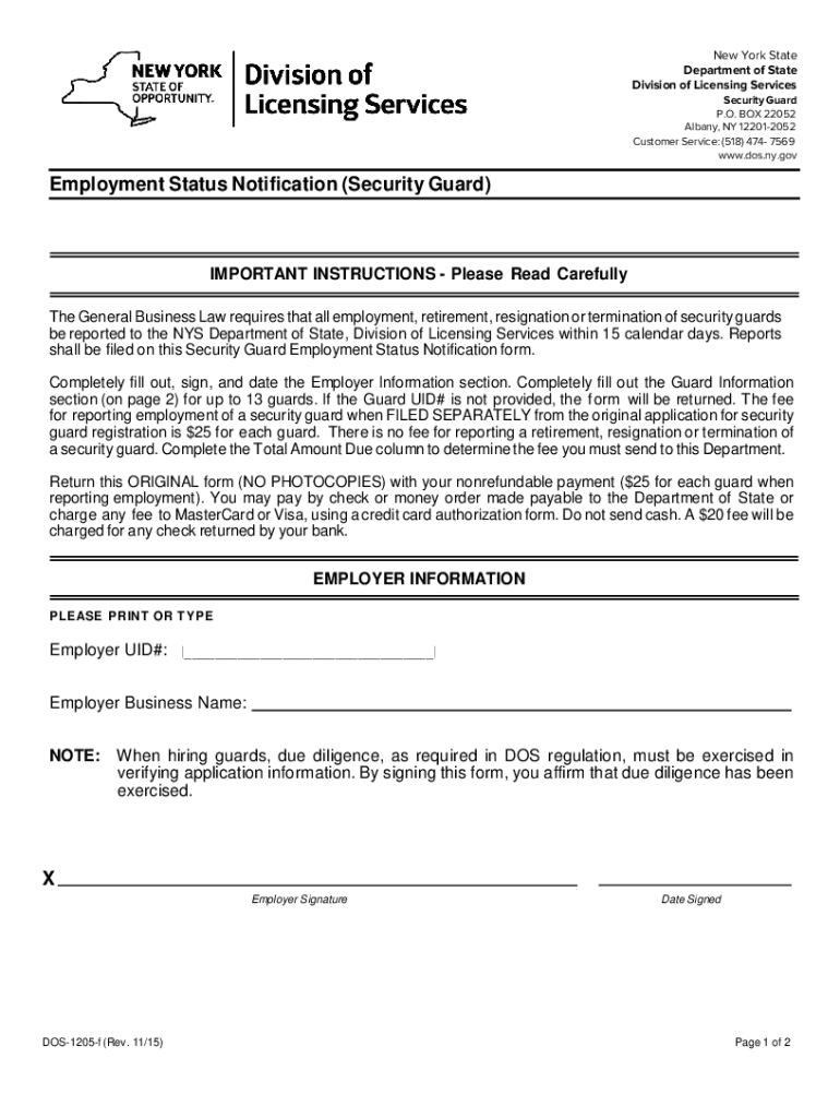 New York State Department of State Division of Lic  Form