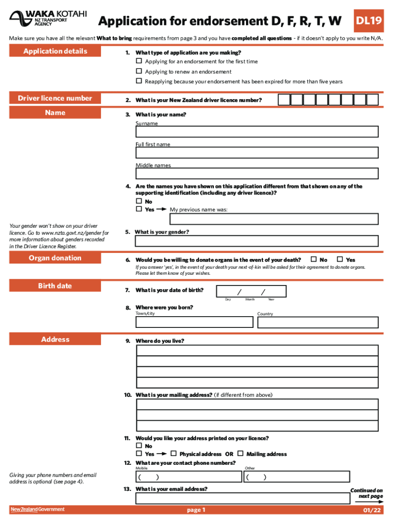  Form NZ DL19 Fill Online, Printable, Fillable 2022-2024