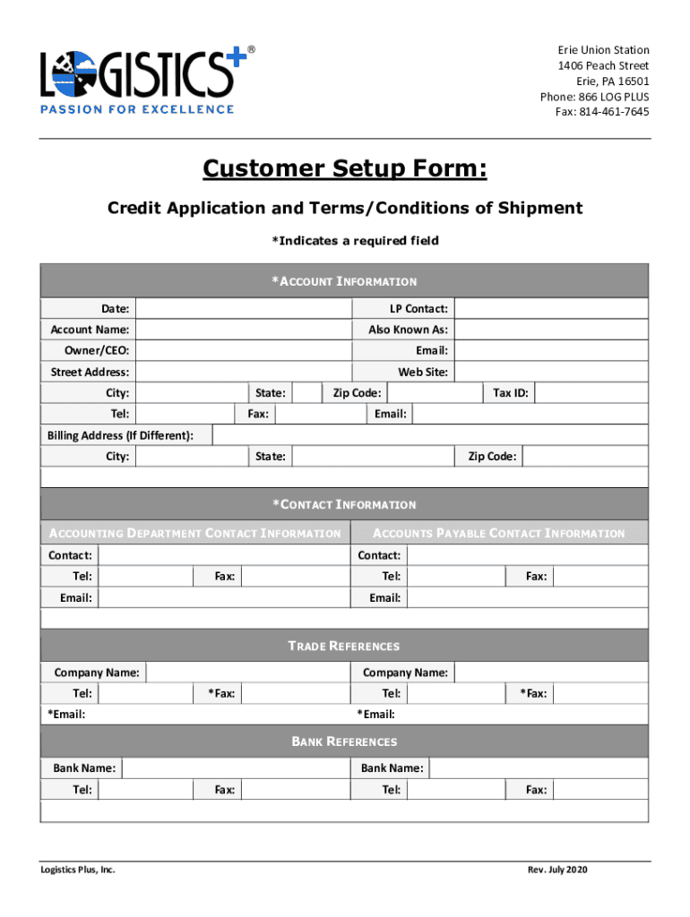  Fillable Online Customer Credit Application Logistics Plus 2020-2024