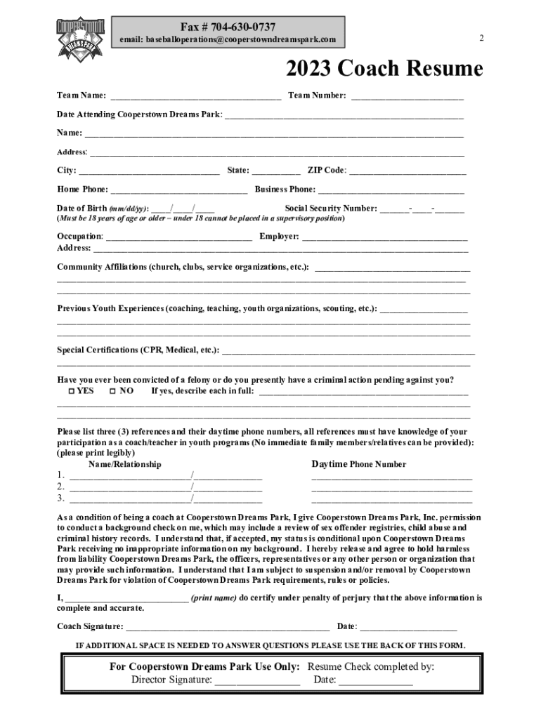 Email Baseballoperationscooperstowndreamspark  Form