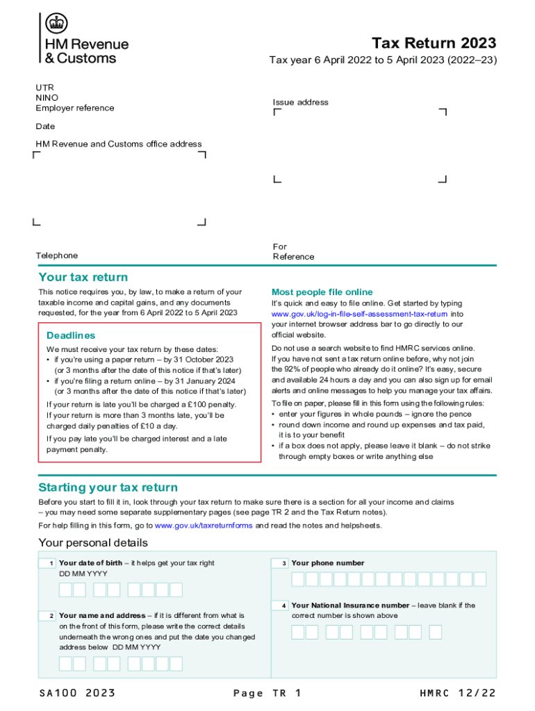 Sa100 20232024 Form Fill Out and Sign Printable PDF Template