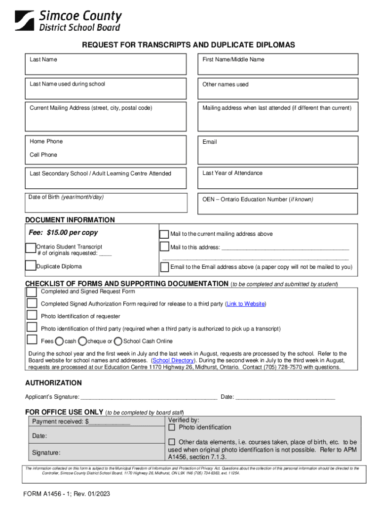  Student Transcript Request 2023-2024