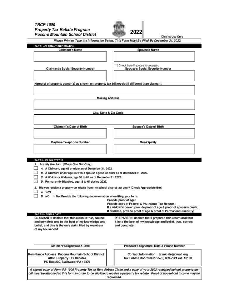 TRCF 1000 Tax Form R1 Pocono Mountain School District