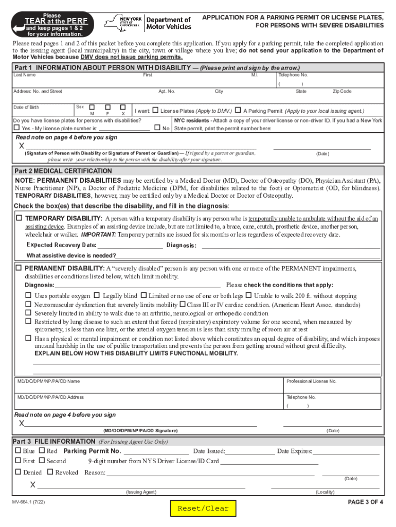  Form NY DMV MV 664 1 Fill Online, Printable 2022-2024