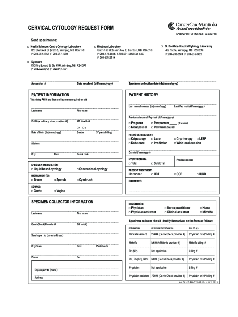 New Cervical Cytology Request Form is Unusable