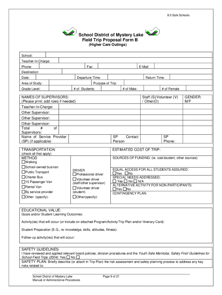 School Field Trip Request Form