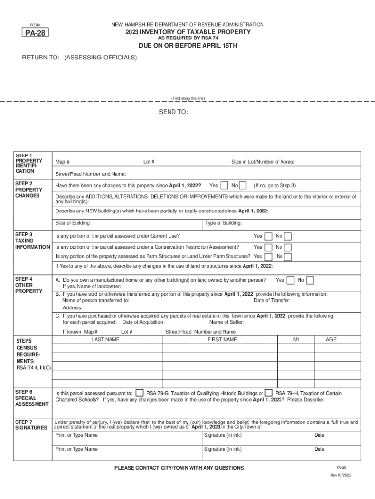 INVENTORY of TAXABLE PROPERTY DUE on or BEFORE  Form