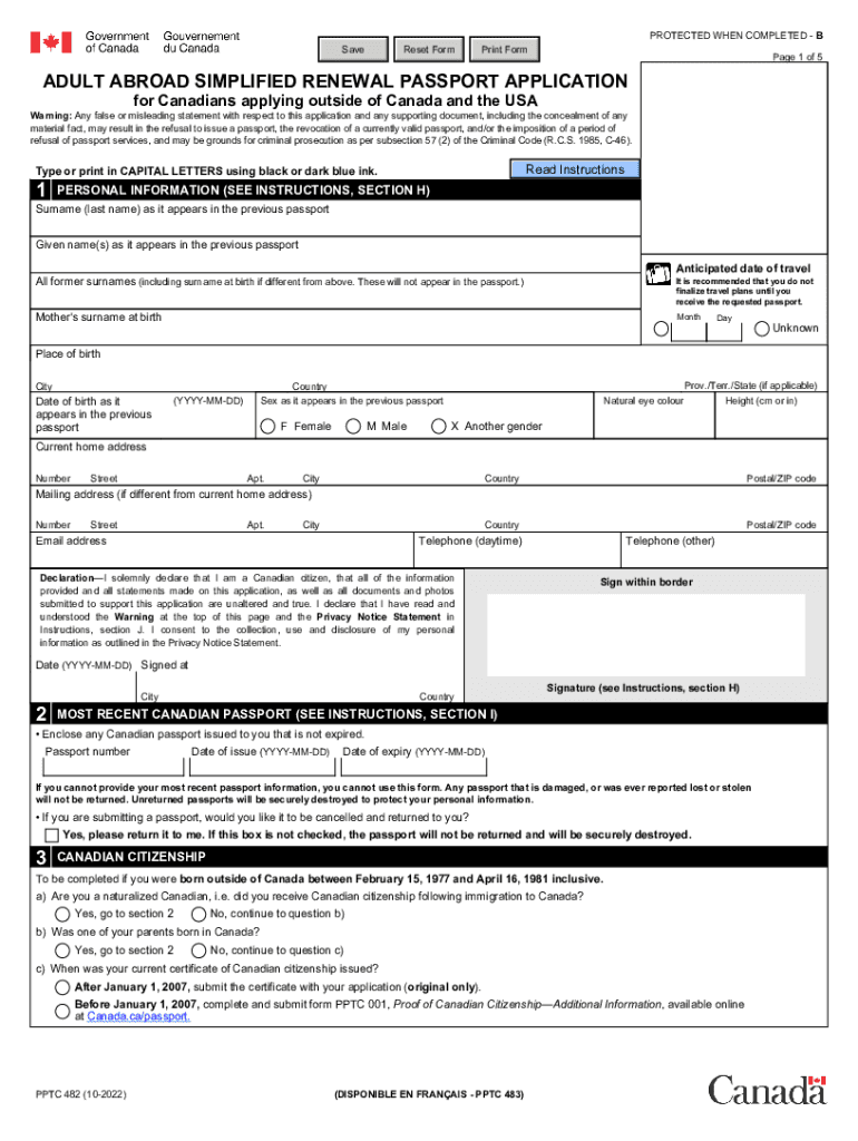  Pptc482 PDF Save Reset Form PROTECTED WHEN COMPLETED 2022-2024