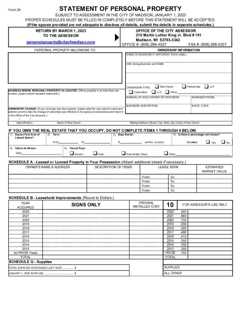  Annual Statement of Personal Property Instructions 2023-2024